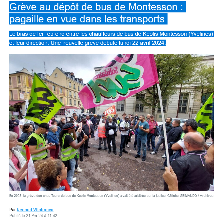 Kéolis : Grève aux dépôts de bus de Montesson et Argenteuil